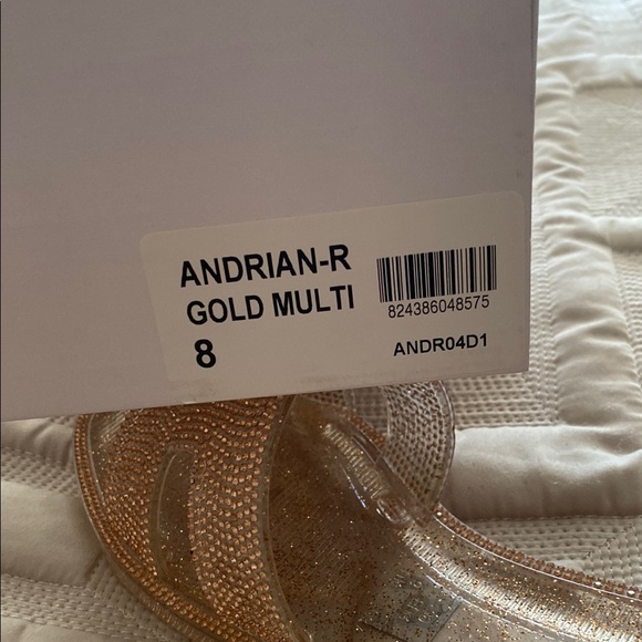 Gold Rhinestone Embellished Slide Sandals - Picture 5 of 6